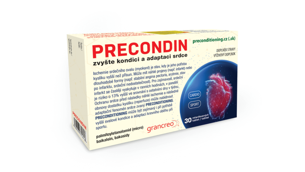PRECONDIN je cielene určený na ochranu srdcového svalu (myokard) v situáciách, keď je srdce vystavené zvýšenej záťaži alebo nedostatku kyslíka (ischémia). Aktivuje sa prirodzený obranný mechanizmus srdca známy ako ischemický preconditioning, ktorý má preukázaný ochranný účinok na srdcový sval.