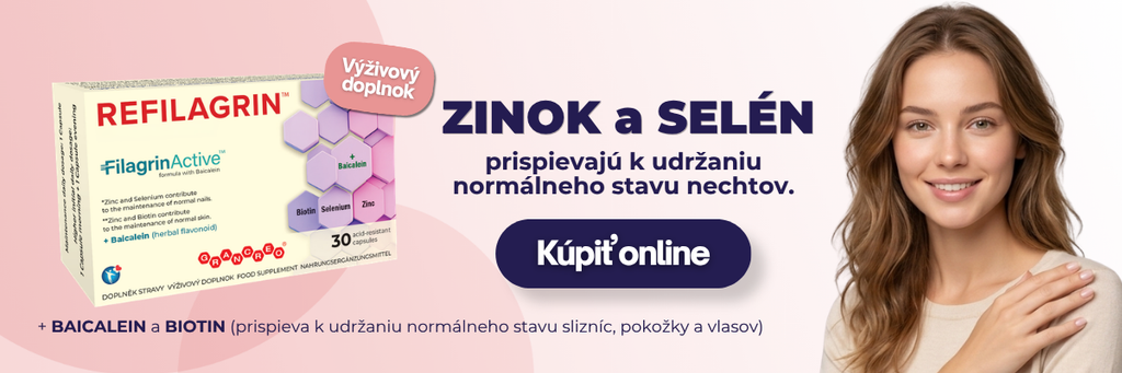 Výživový doplnok Refilagrin so zinkom a selénom, ktoré prispievajú k udržaniu normálneho stavu nechtov, s baikaleínom a biotínom