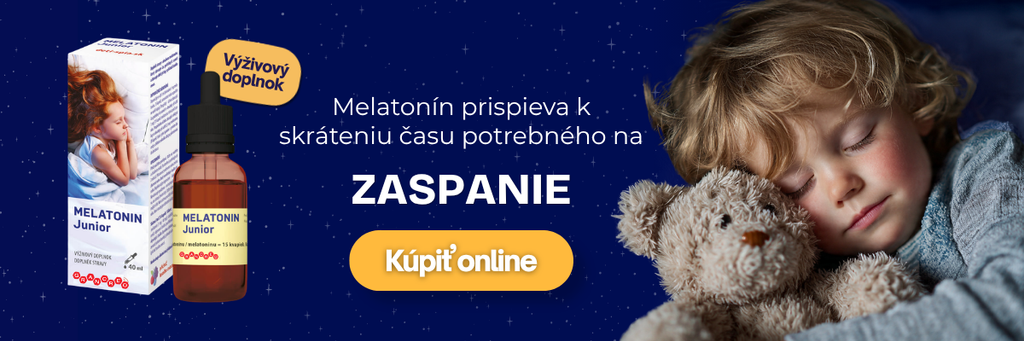 Výživový doplnok Melatonin Junior v kvapkách, melatonín prispieva k skráteniu času potrebného na zaspanie